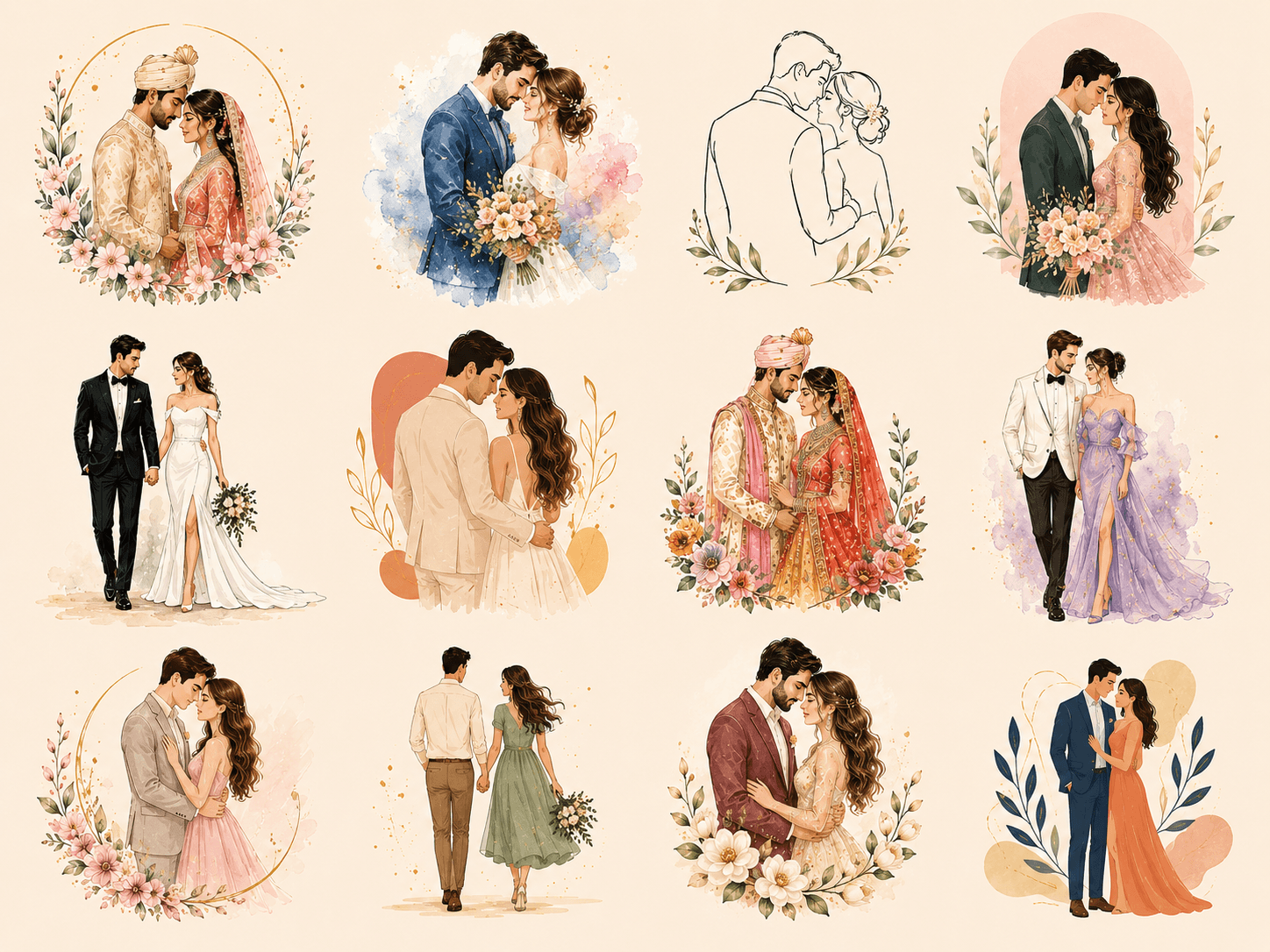 Custom Illustrated Couple Wedding Artwork